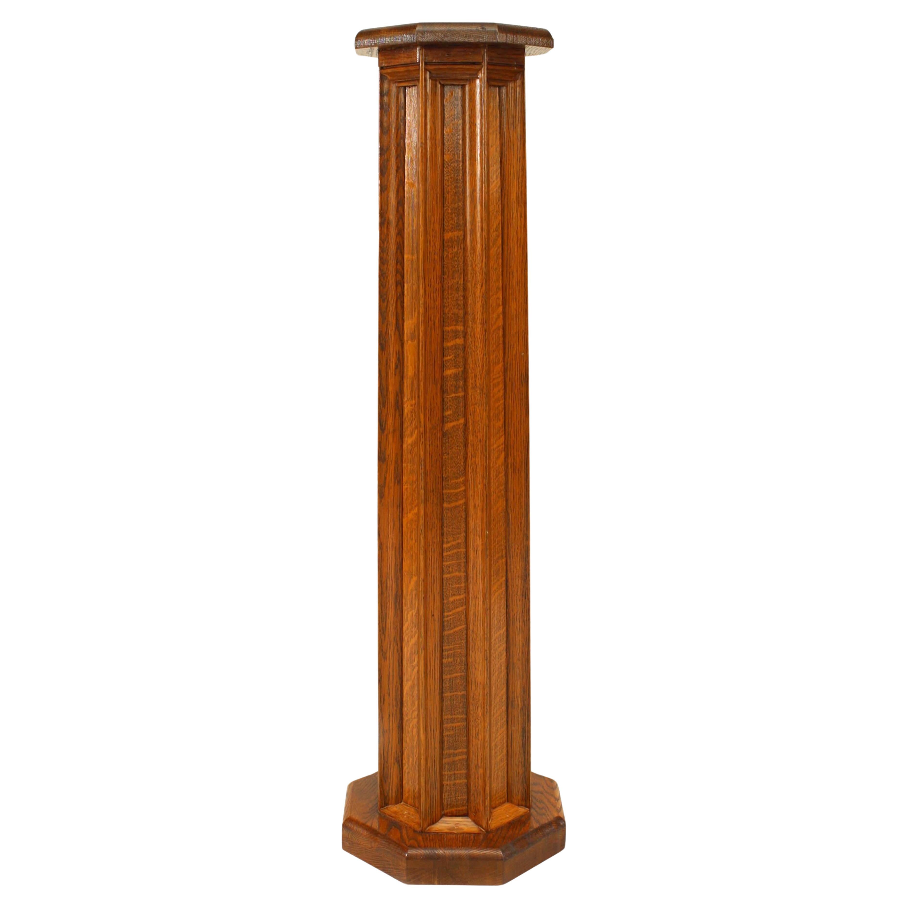 Pair of English Gothic Revival Oak Pedestals