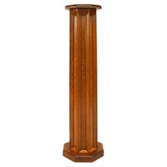 Pair of English Gothic Revival Oak Pedestals