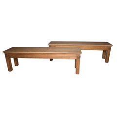 Antique Pair of English Hall Benches