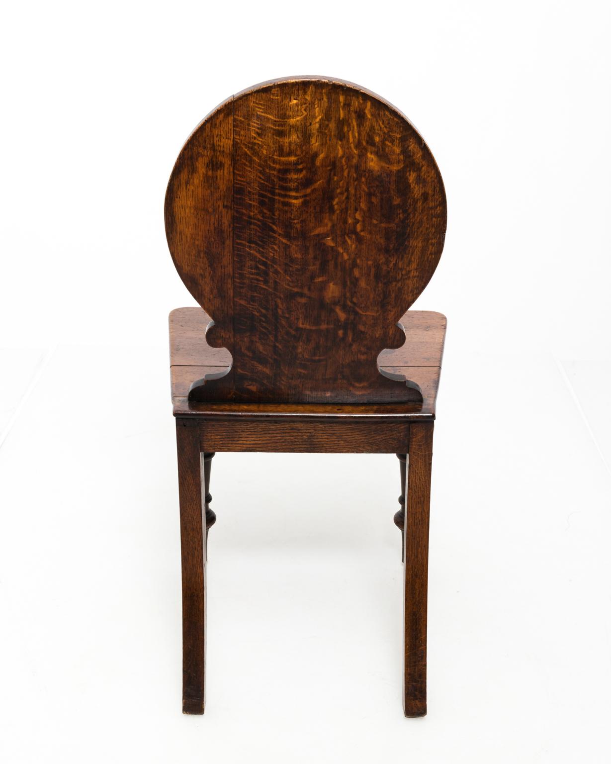 Oak Pair of English Hall Side Chairs For Sale