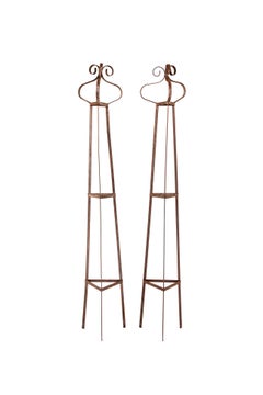 Pair of English Hand Forged Garden Obelisks