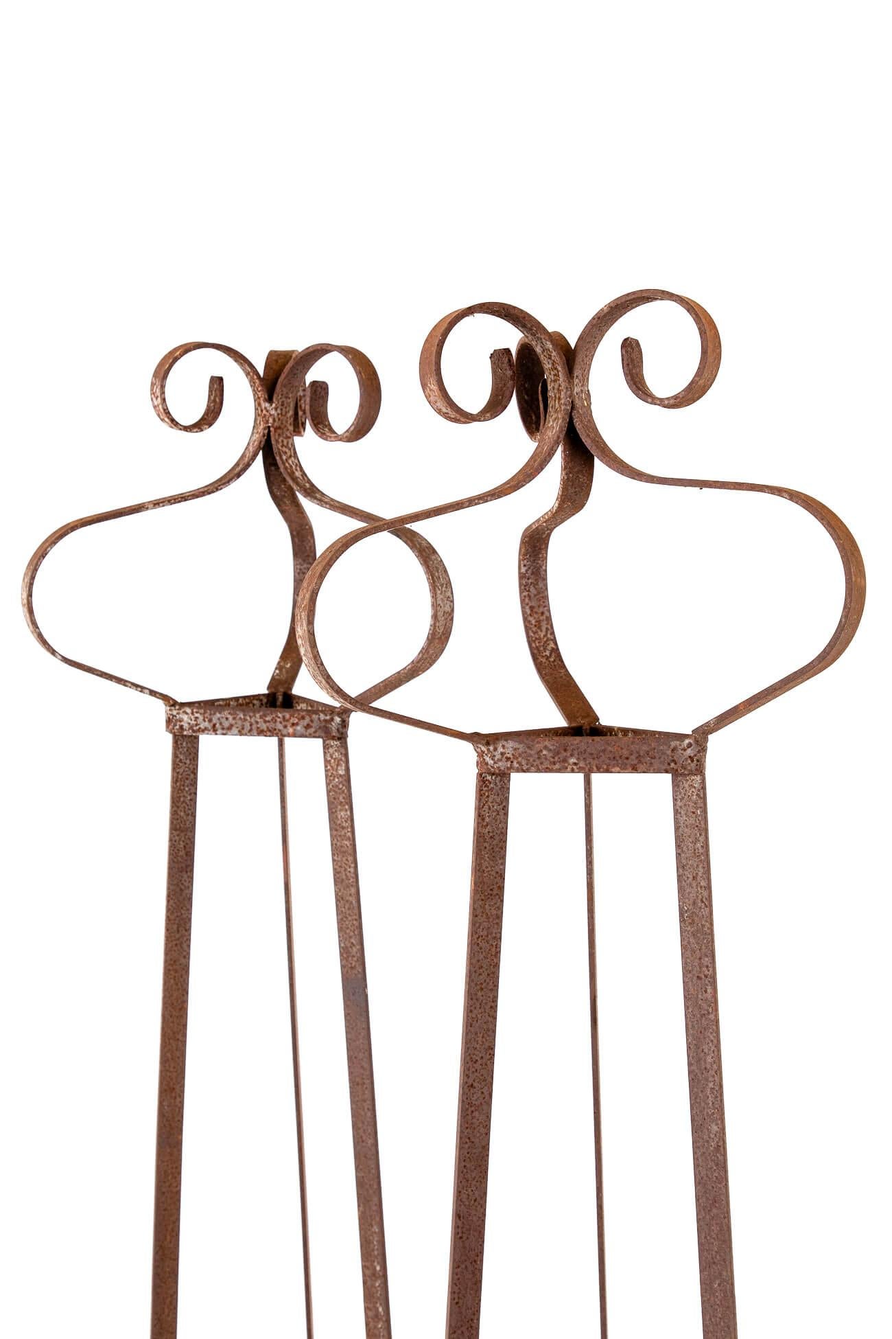 British Pair of English Hand Forged Garden Obelisks