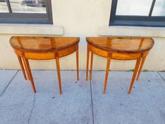 Pair of English Hepplewhite Satinwood & Mahogany Inlaid Games Table, Circa 1780