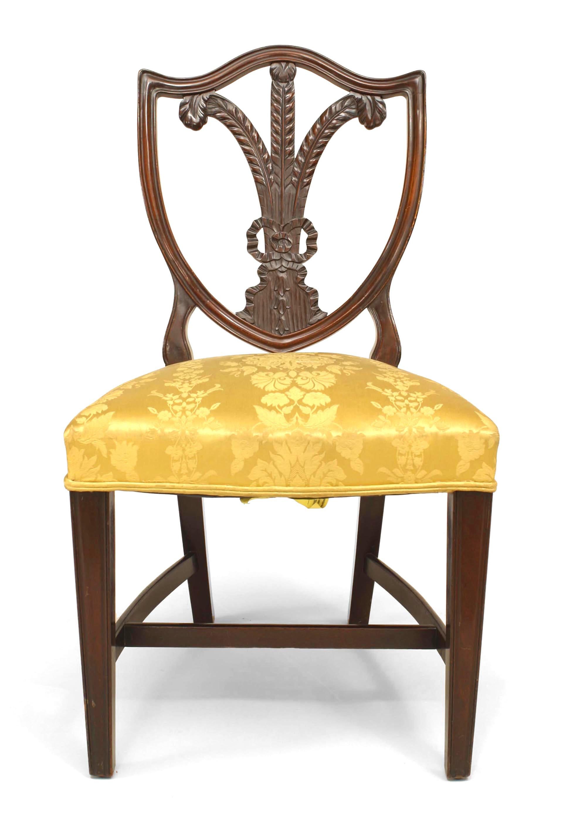 British Pair of English Hepplewhite Mahogany Shield Side Chairs For Sale