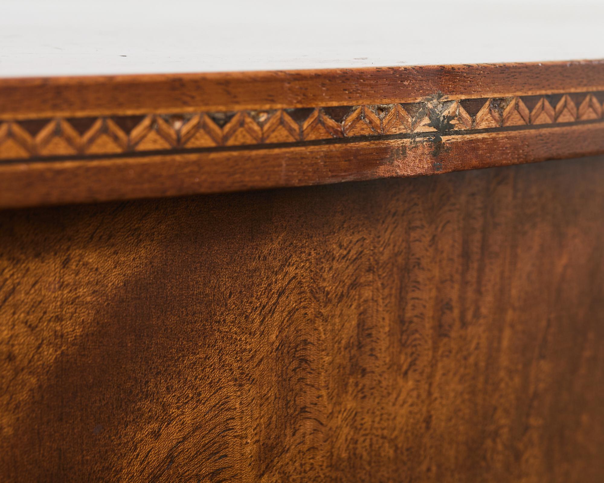 Pair of English Hepplewhite Style Demi-Lune Console Tables For Sale 7