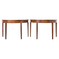 Pair of English Hepplewhite Style Demi-Lune Console Tables
