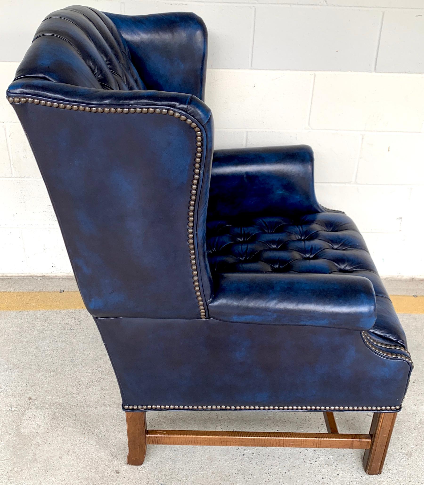 blue leather wingback recliner