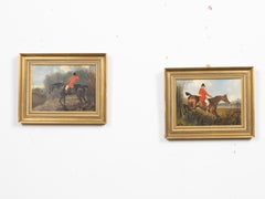 Pair of English Hunt Scene Paintings by Alfred Wheeler, 19th Century