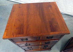 Pair of English Sheraton Style Yew Wood Nightstands Night Tables Chests