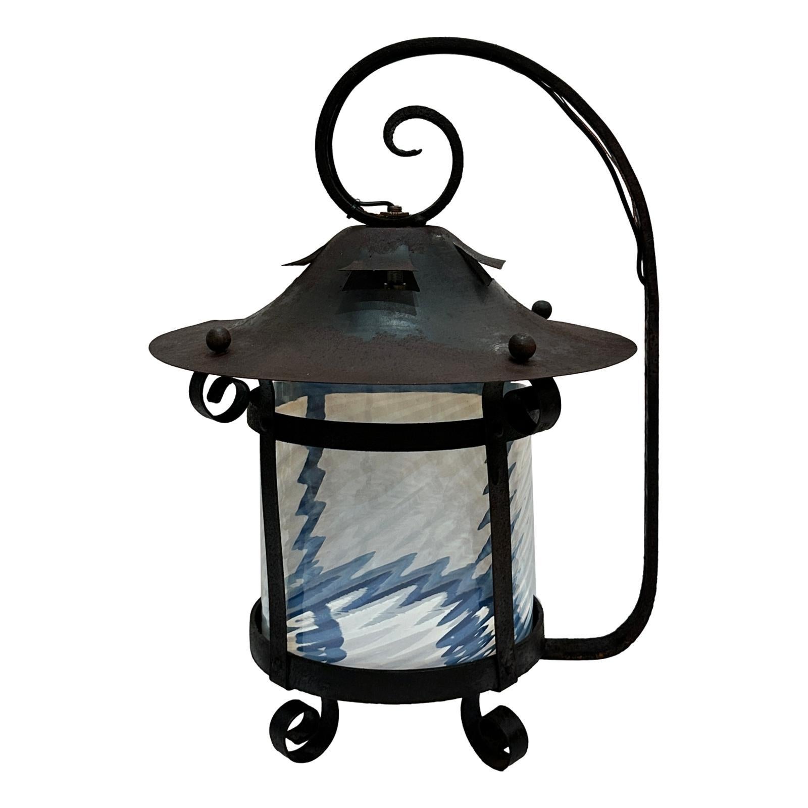 Pair of English Iron Outdoor Wall Lanterns For Sale 1