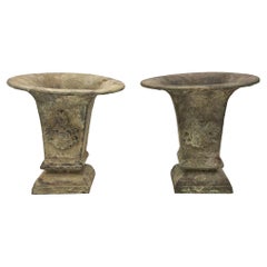Pair of English Iron Urns, Early 20th Century