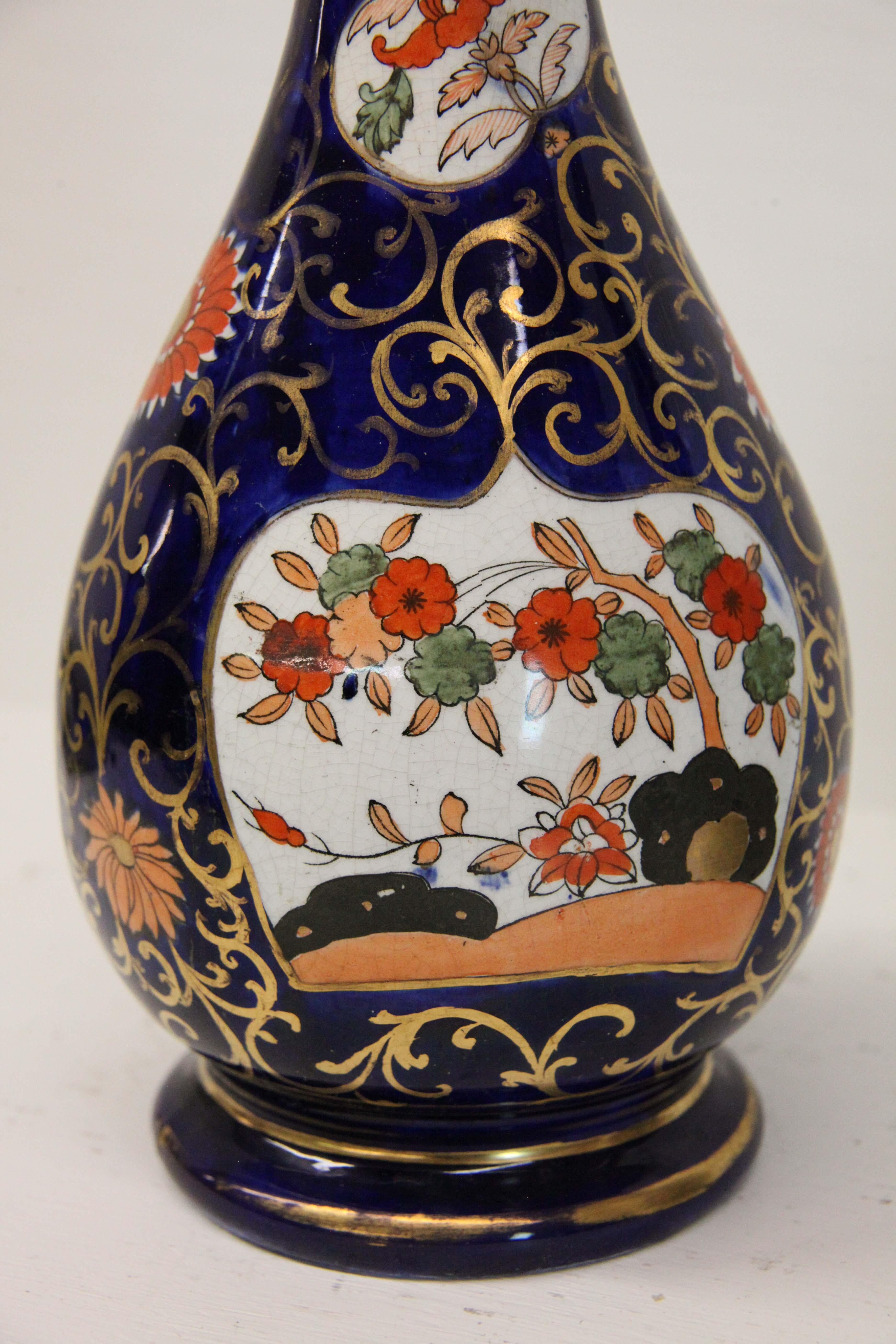 19th Century Pair of English Ironstone Vases with Lids For Sale
