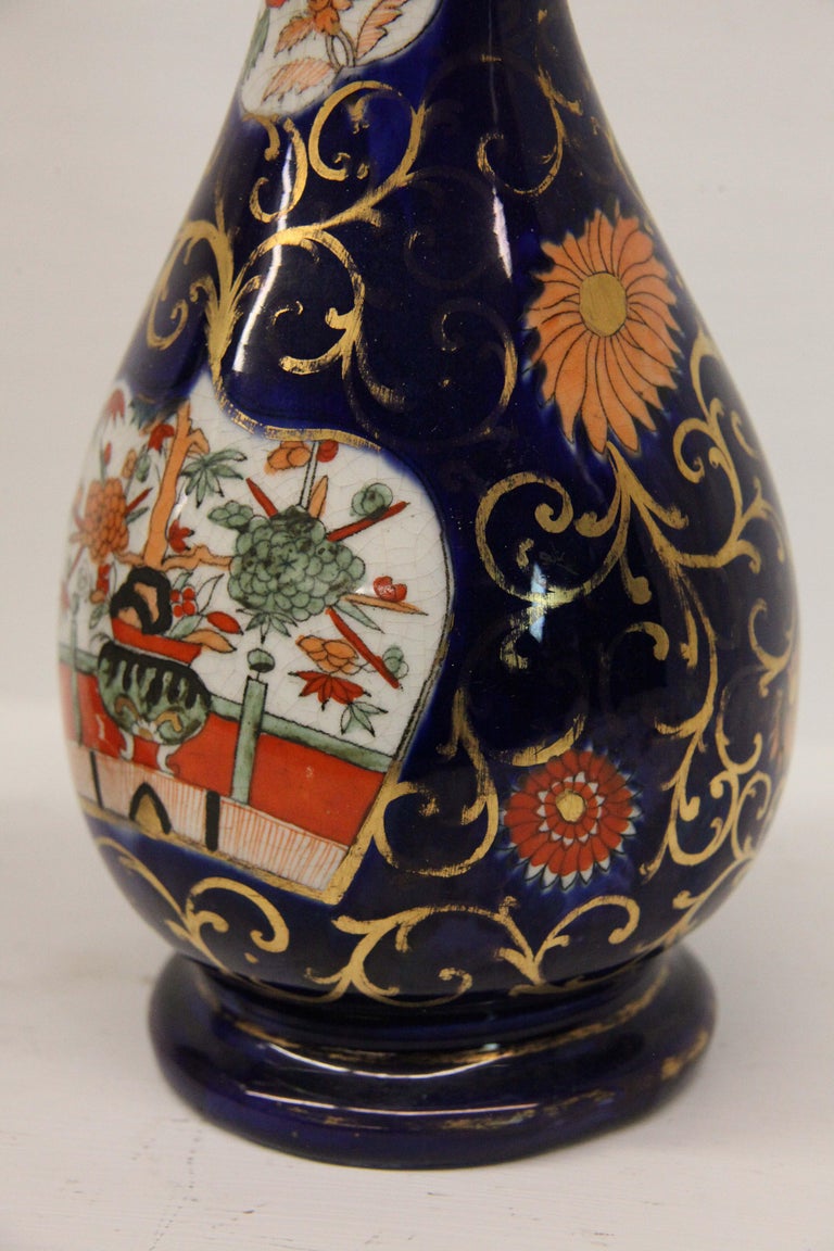 Pair of English Ironstone Vases with Lids For Sale at 1stDibs