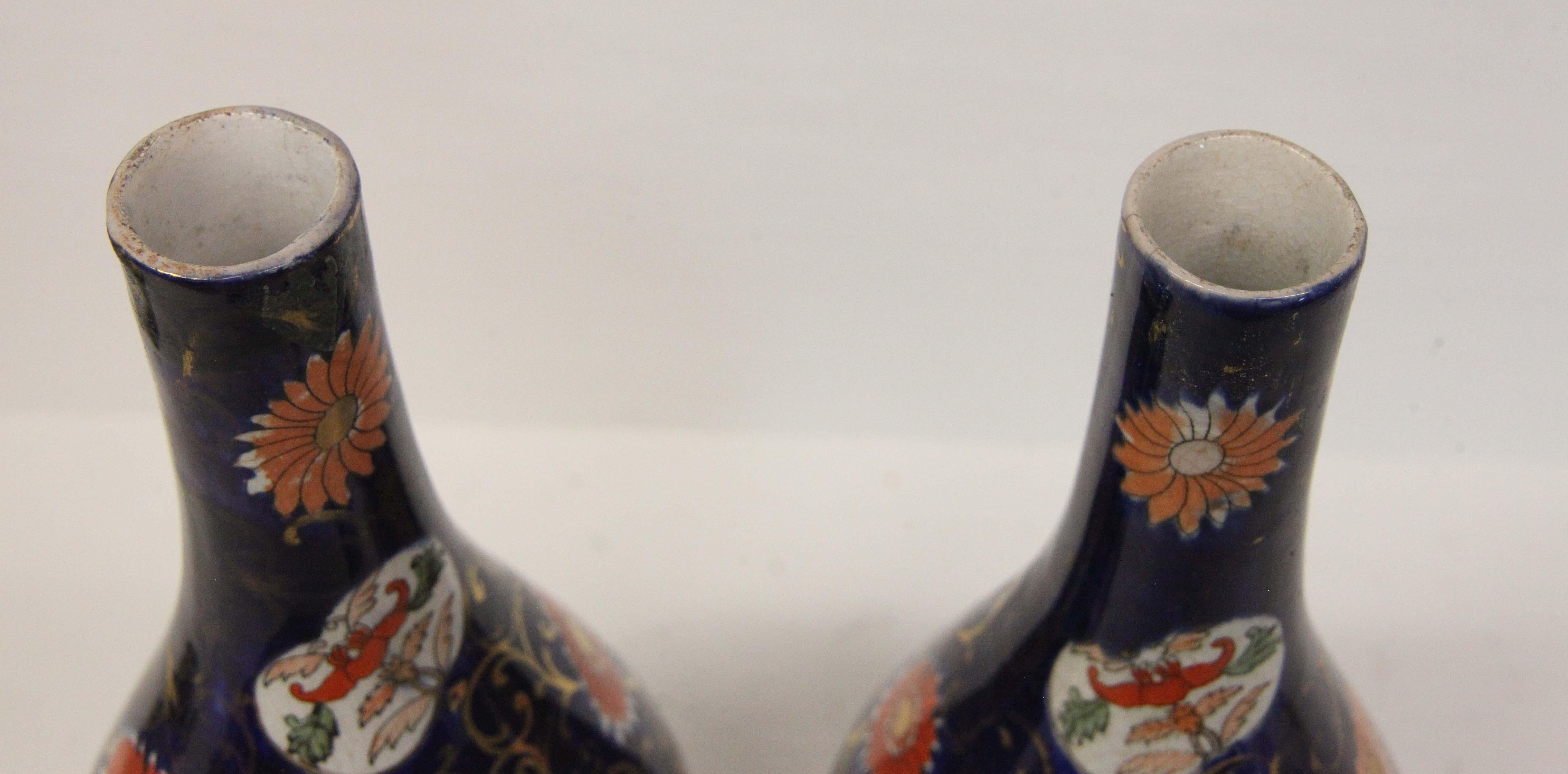 Pair of English Ironstone Vases with Lids For Sale 2