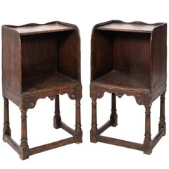 Pair of English Jacobean Bedside Oak Tables
