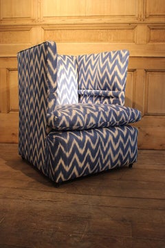 Pair of English Knowle Armchairs in Ikat Fabric