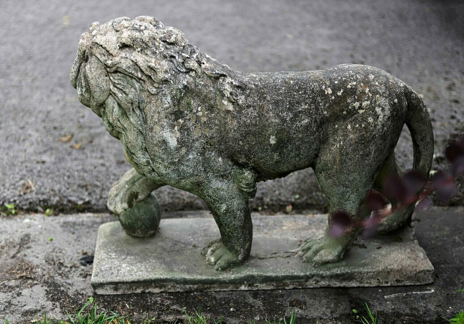 20th Century Pair of English Large Cast Stone Medici Lions, circa 1910