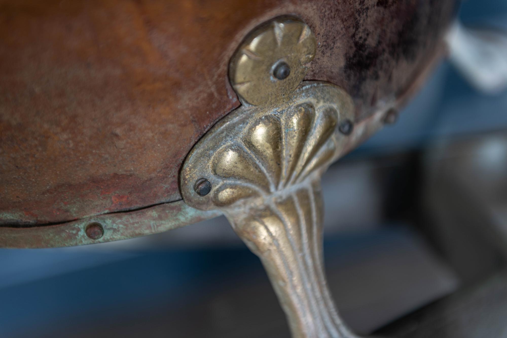 Pair of English Late 19th Century Copper & Brass Lion Paw Coal Buckets/Planters In Good Condition In Staffordshire, GB