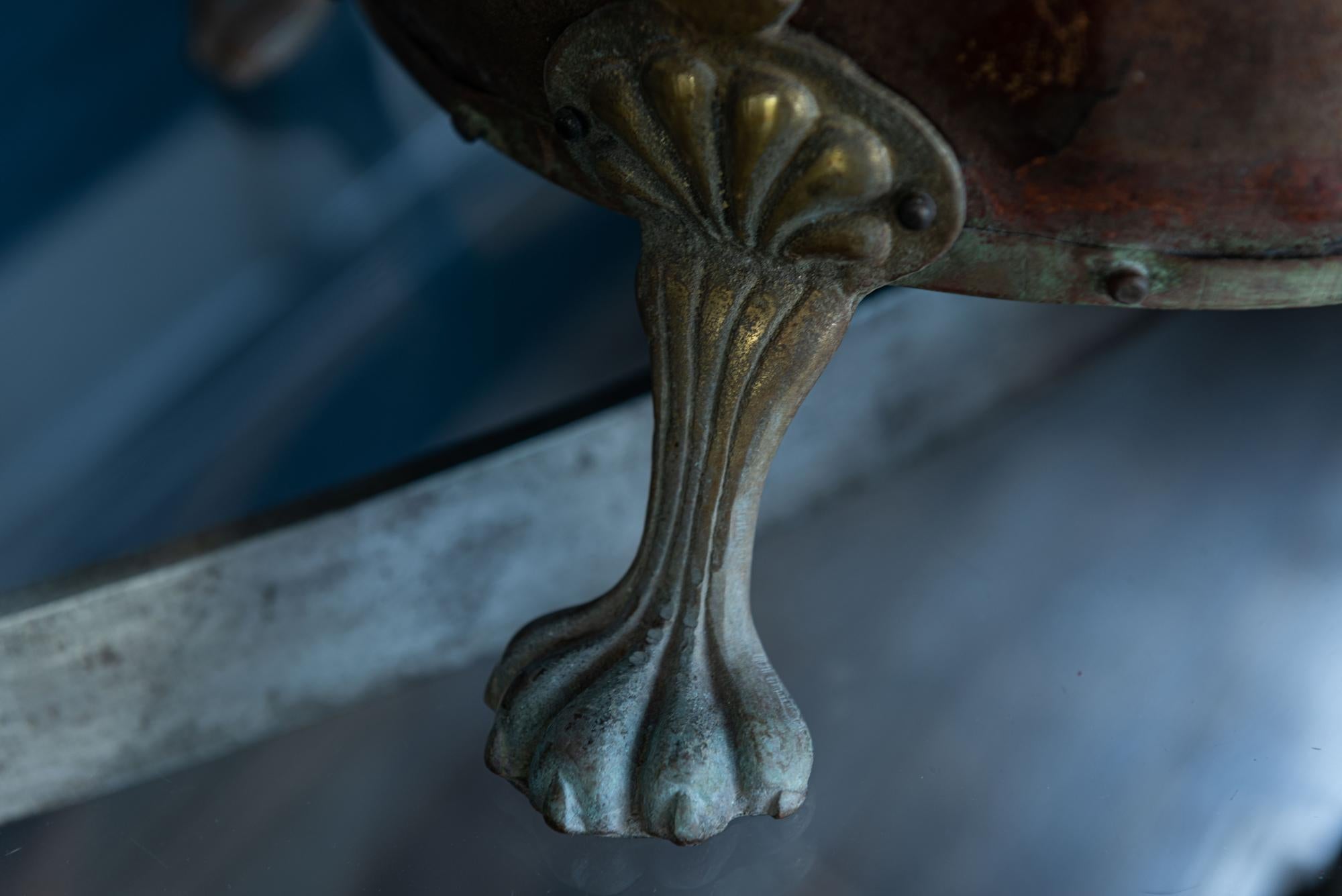 Pair of English Late 19th Century Copper & Brass Lion Paw Coal Buckets/Planters 2