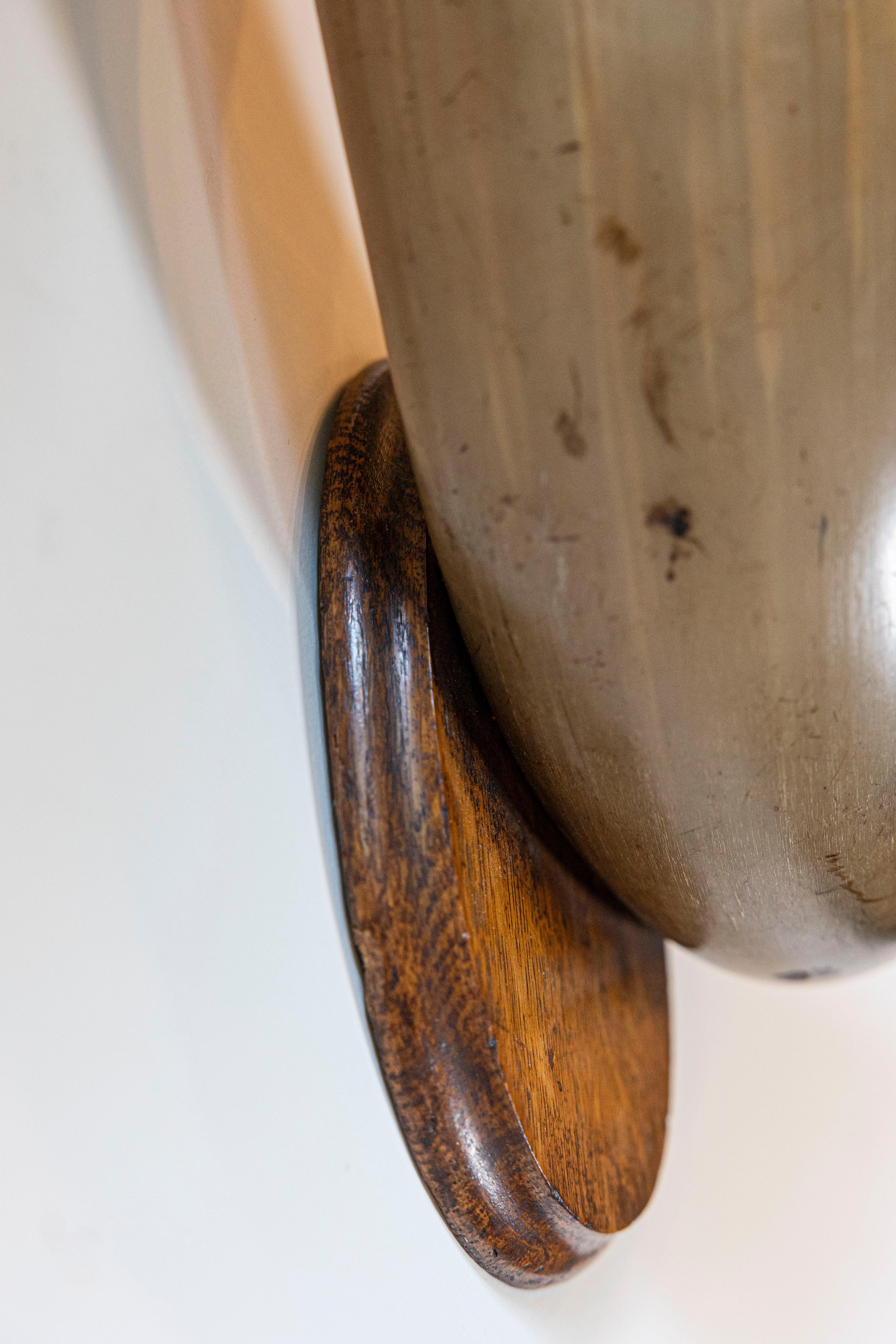 Pair of English Late 19th Century Horns with Silver Rim, Mounted on Wooden Plate For Sale 2