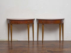 Pair of English Late Georgian Mahogany Demi-Lune Console Tables, circa 1800