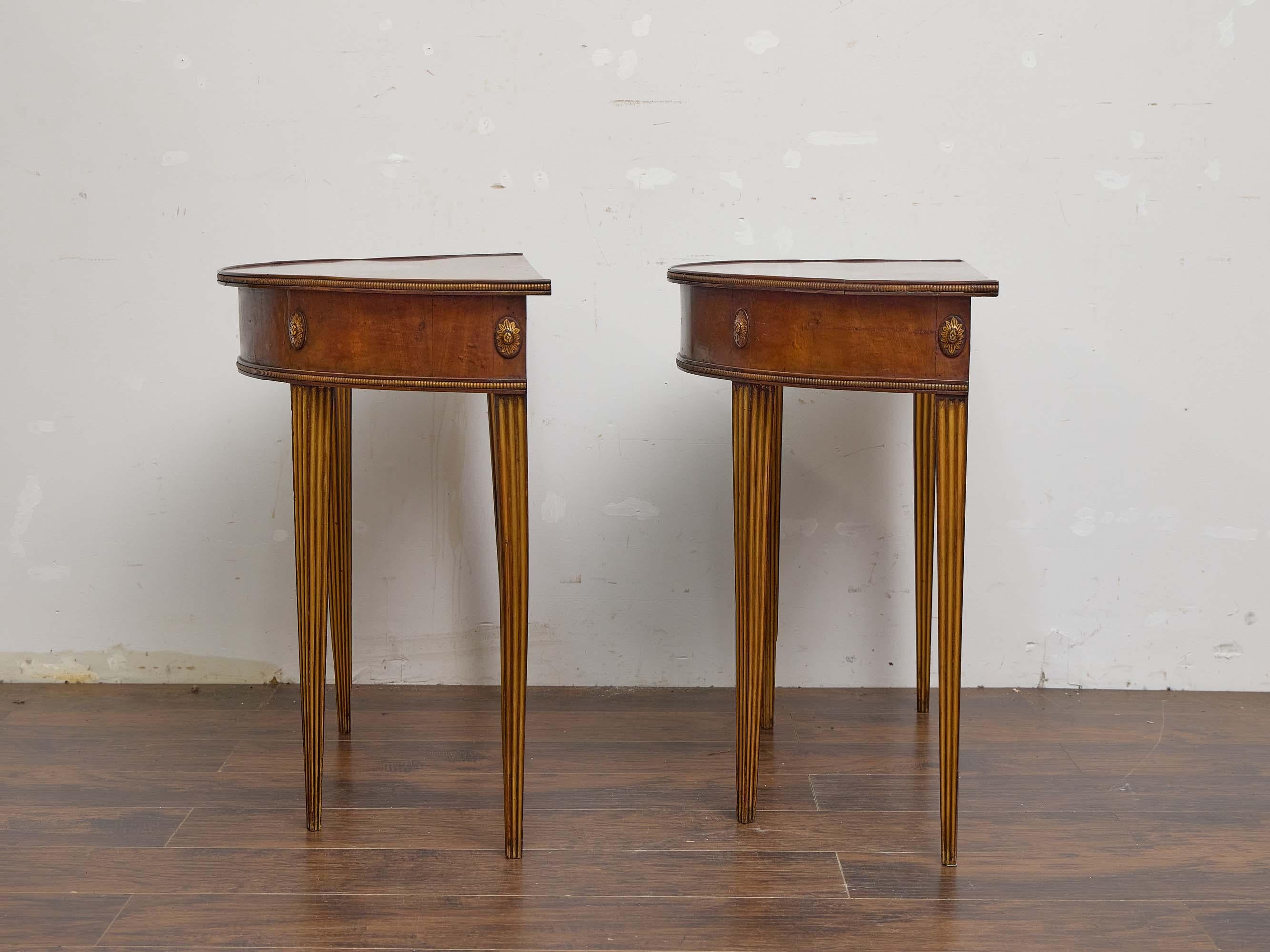 Pair of English Late Georgian Mahogany Demi-Lune Console Tables, circa 1800 In Good Condition For Sale In Atlanta, GA