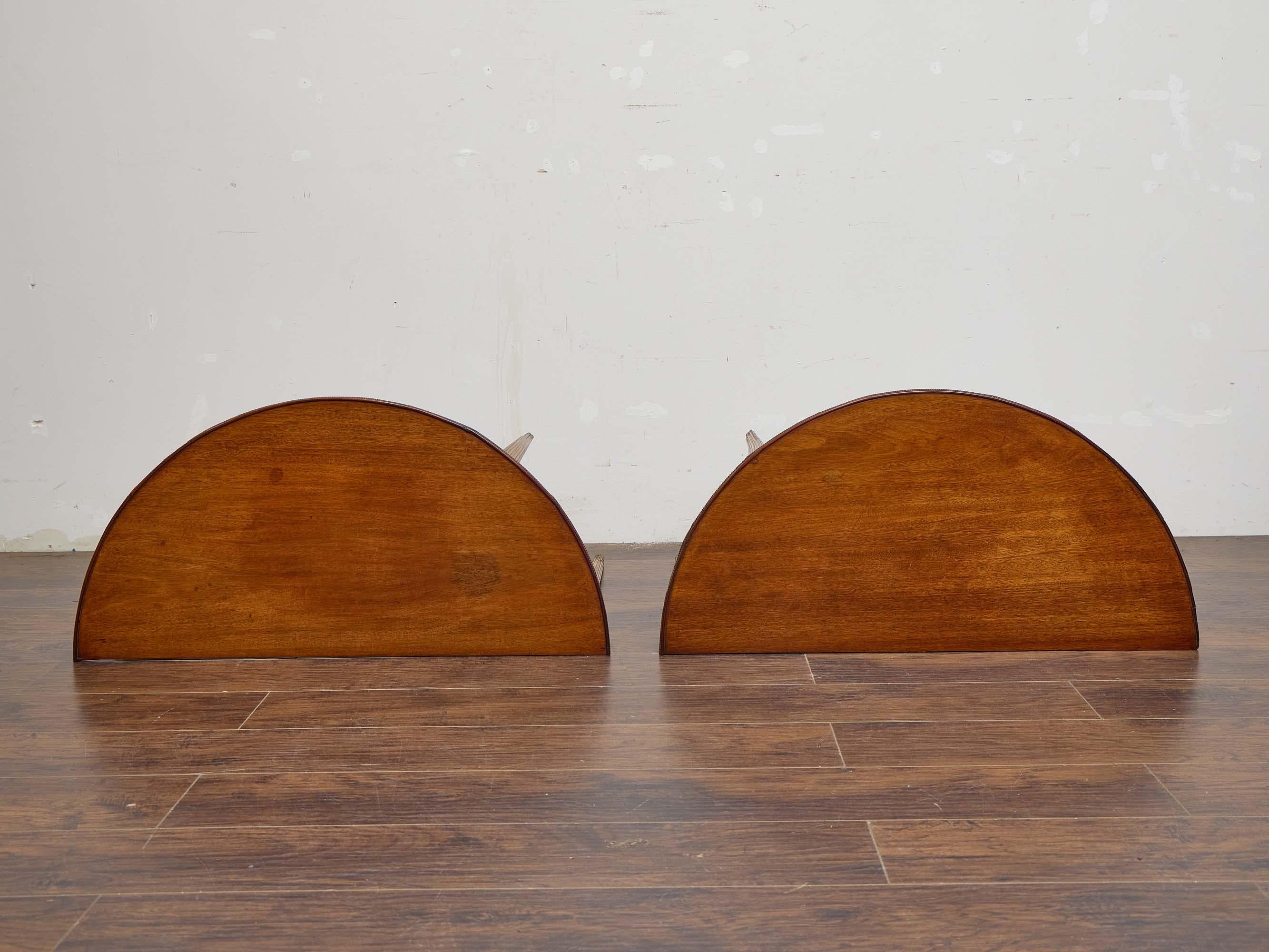 Pair of English Late Georgian Mahogany Demi-Lune Console Tables, circa 1800 For Sale 1