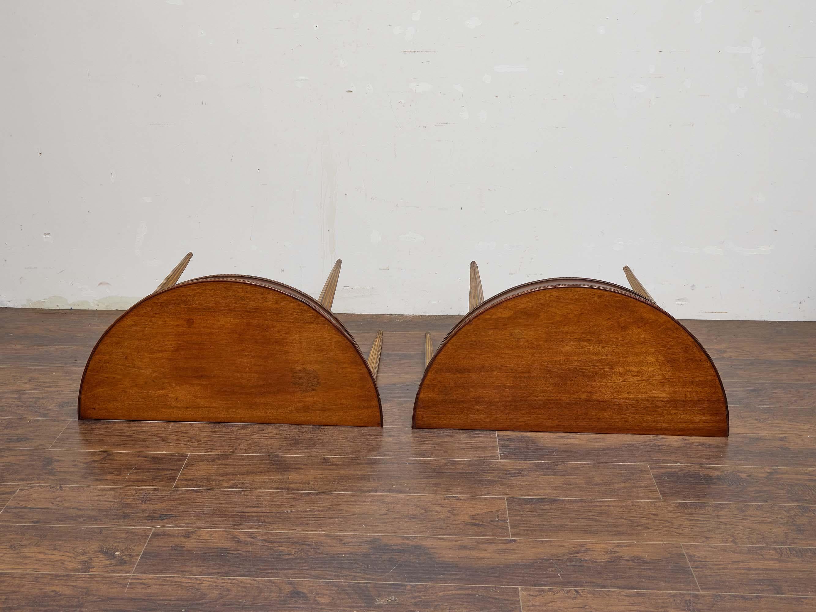 Pair of English Late Georgian Mahogany Demi-Lune Console Tables, circa 1800 For Sale 2