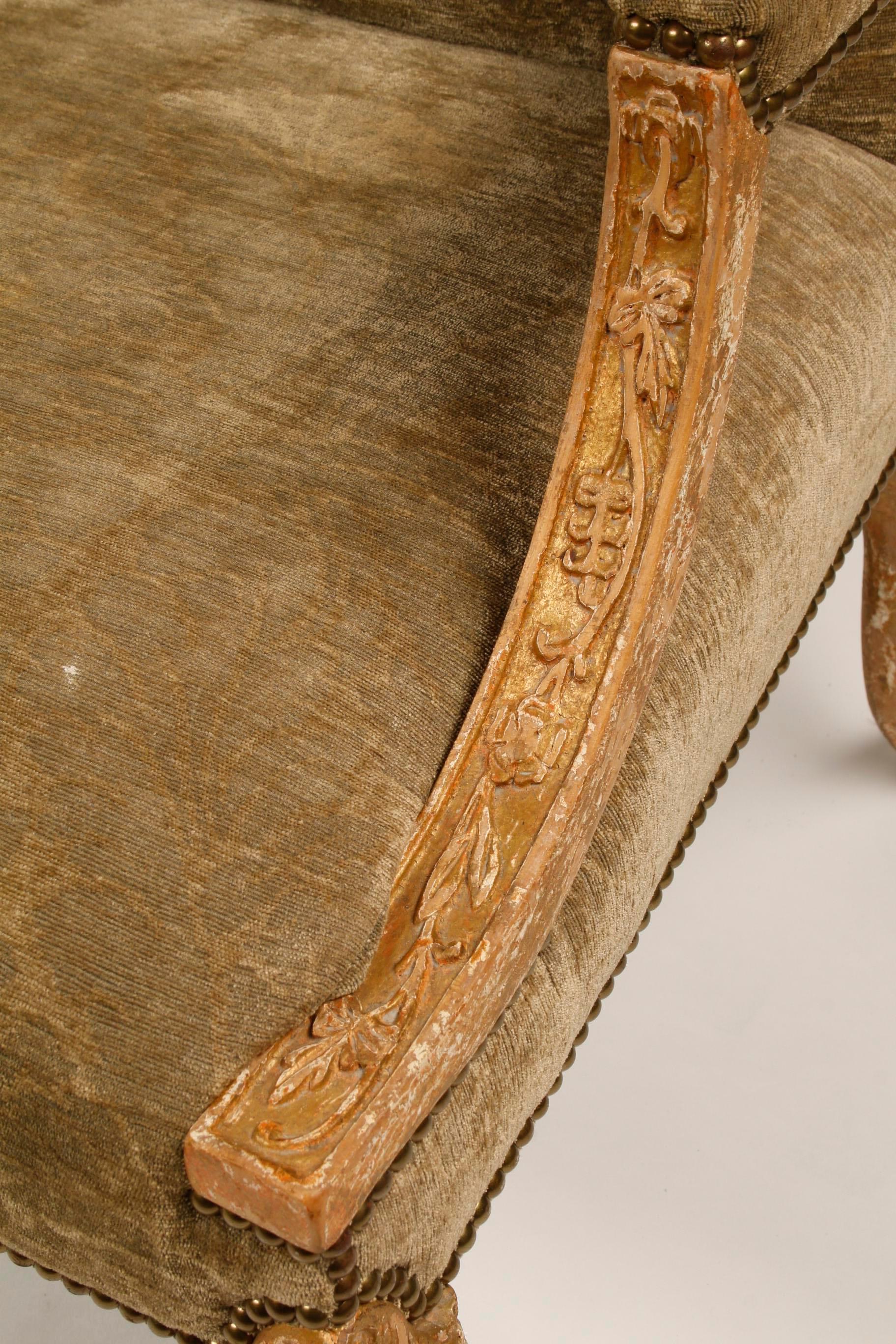 Hand-Carved Pair of English Library Armchairs