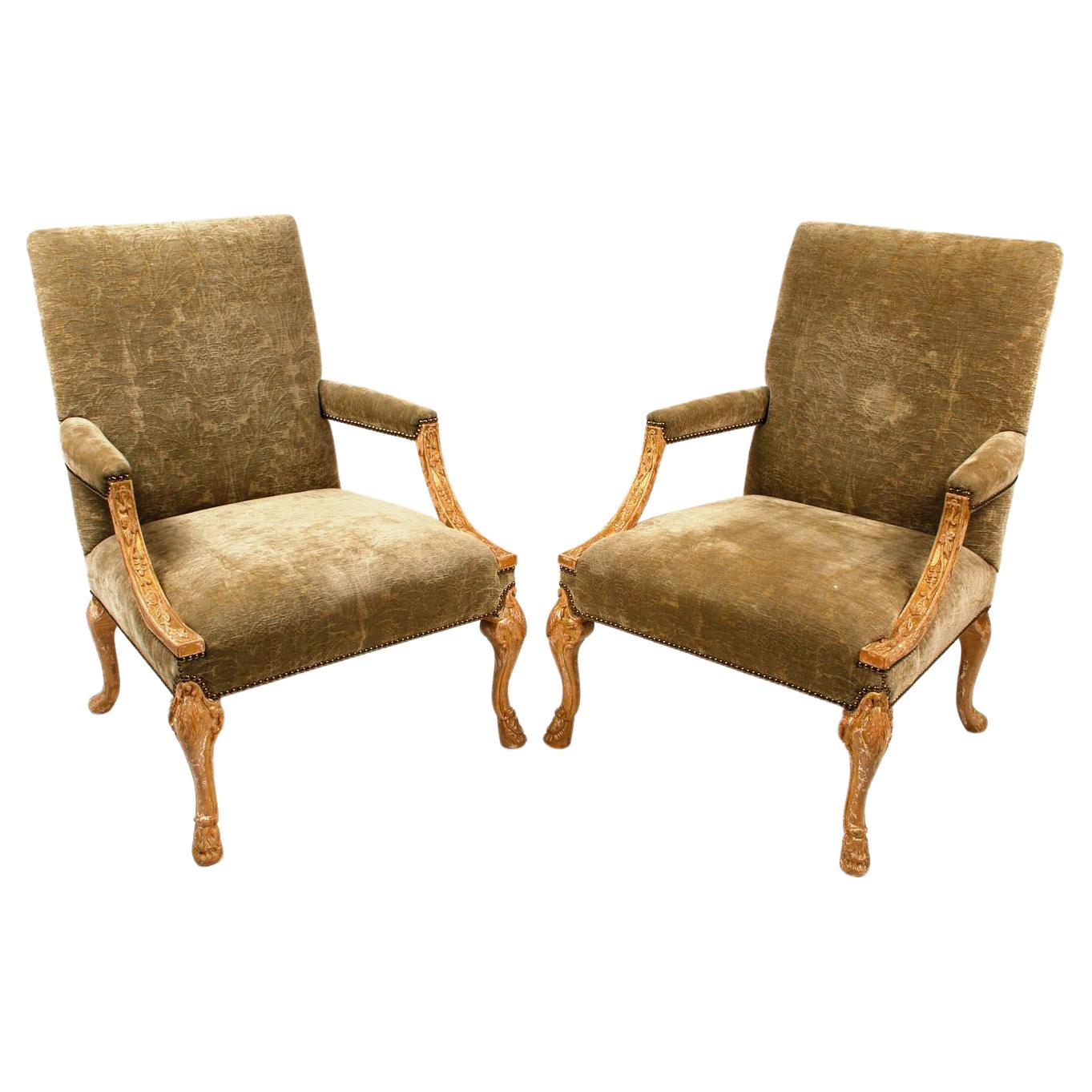 Pair of English Library Armchairs