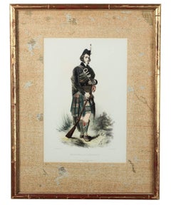 Pair of English Lithograph 'Scottish Clan Portraits' by Artist R.R. Mclan, 1847