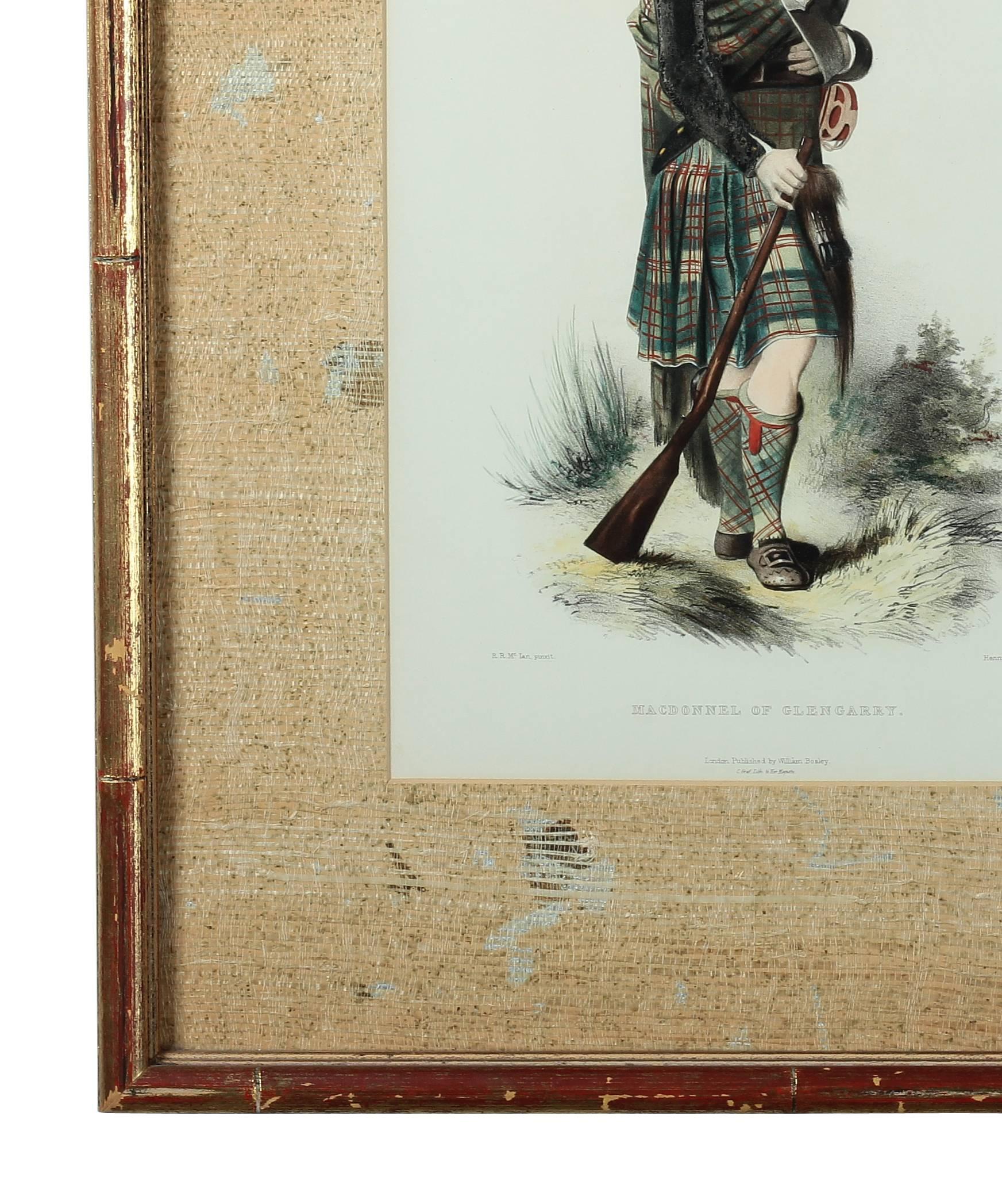 European Pair of English Lithograph 'Scottish Clan Portraits' by Artist R.R. Mclan, 1847 For Sale