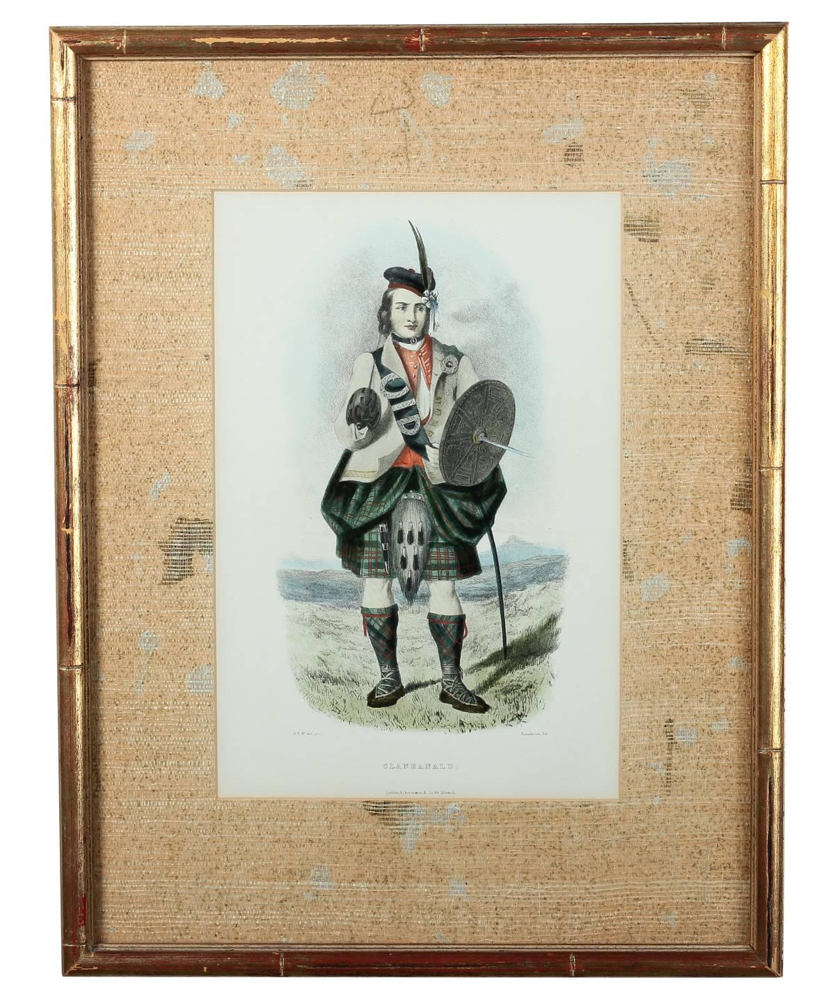 Pair of English Lithograph 'Scottish Clan Portraits' by Artist R.R. Mclan, 1847 In Excellent Condition For Sale In Wilmington, DE