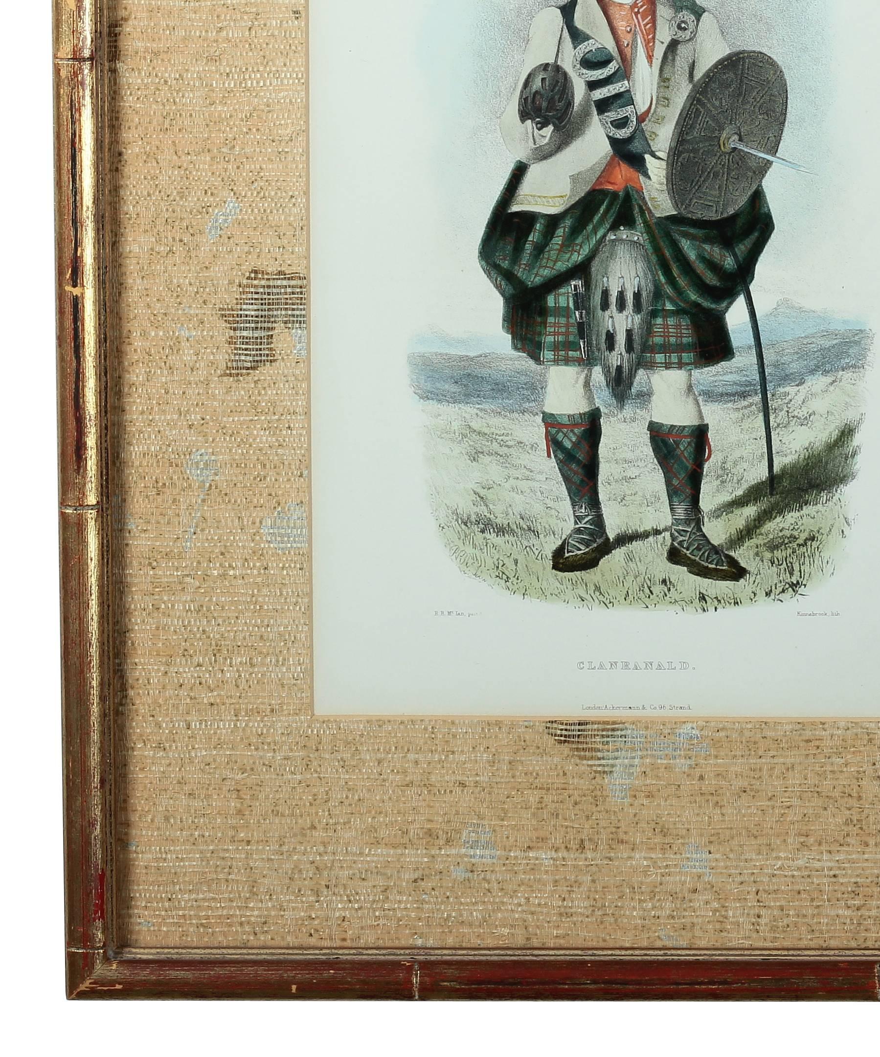 Mid-19th Century Pair of English Lithograph 'Scottish Clan Portraits' by Artist R.R. Mclan, 1847 For Sale