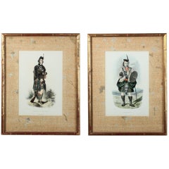 Pair of English Lithograph 'Scottish Clan Portraits' by Artist R.R. Mclan, 1847