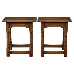 Pair of English made solid oak stools