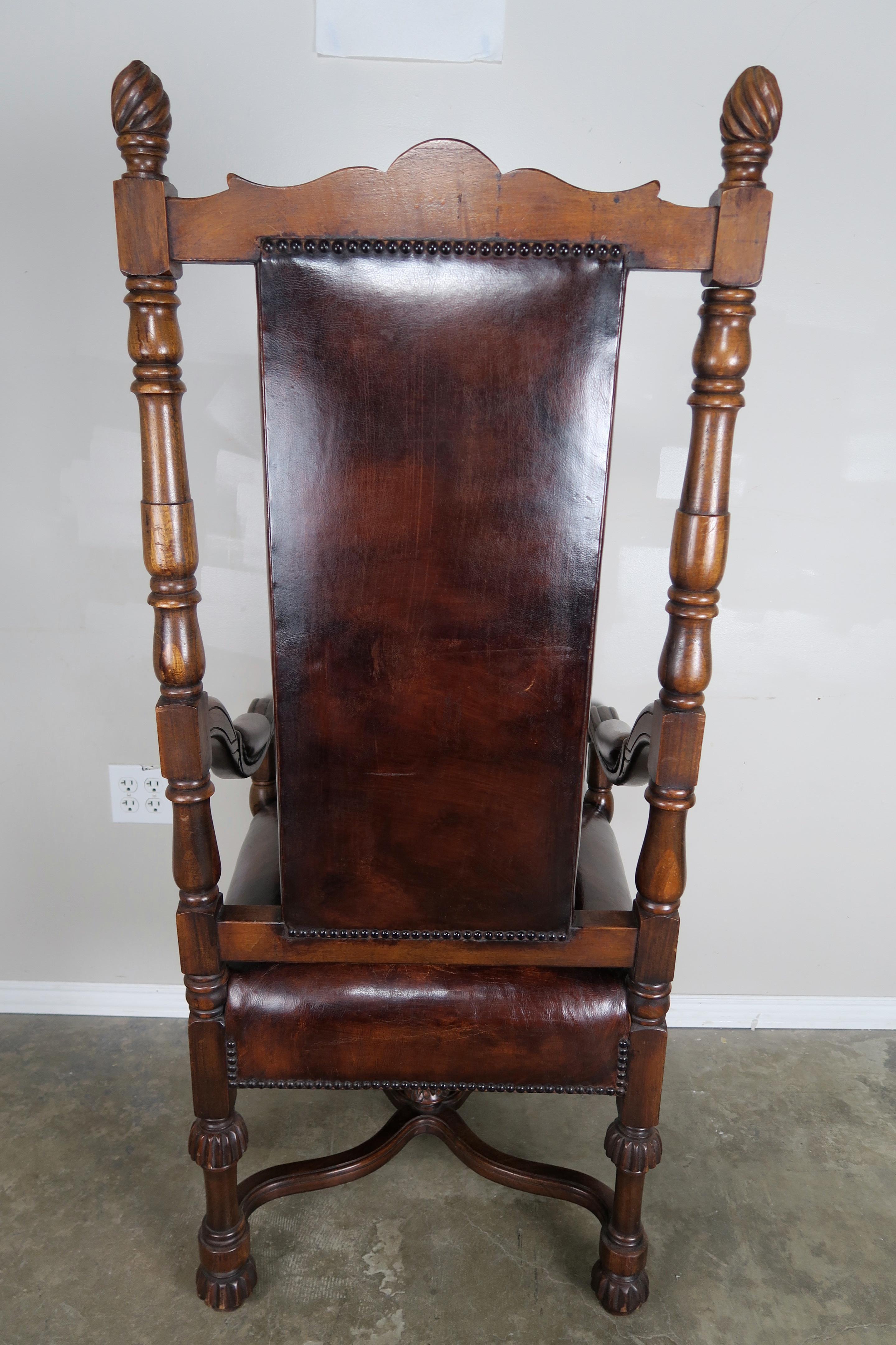 Pair of English Mahogany Armchairs w/ Leather Upholstery 2
