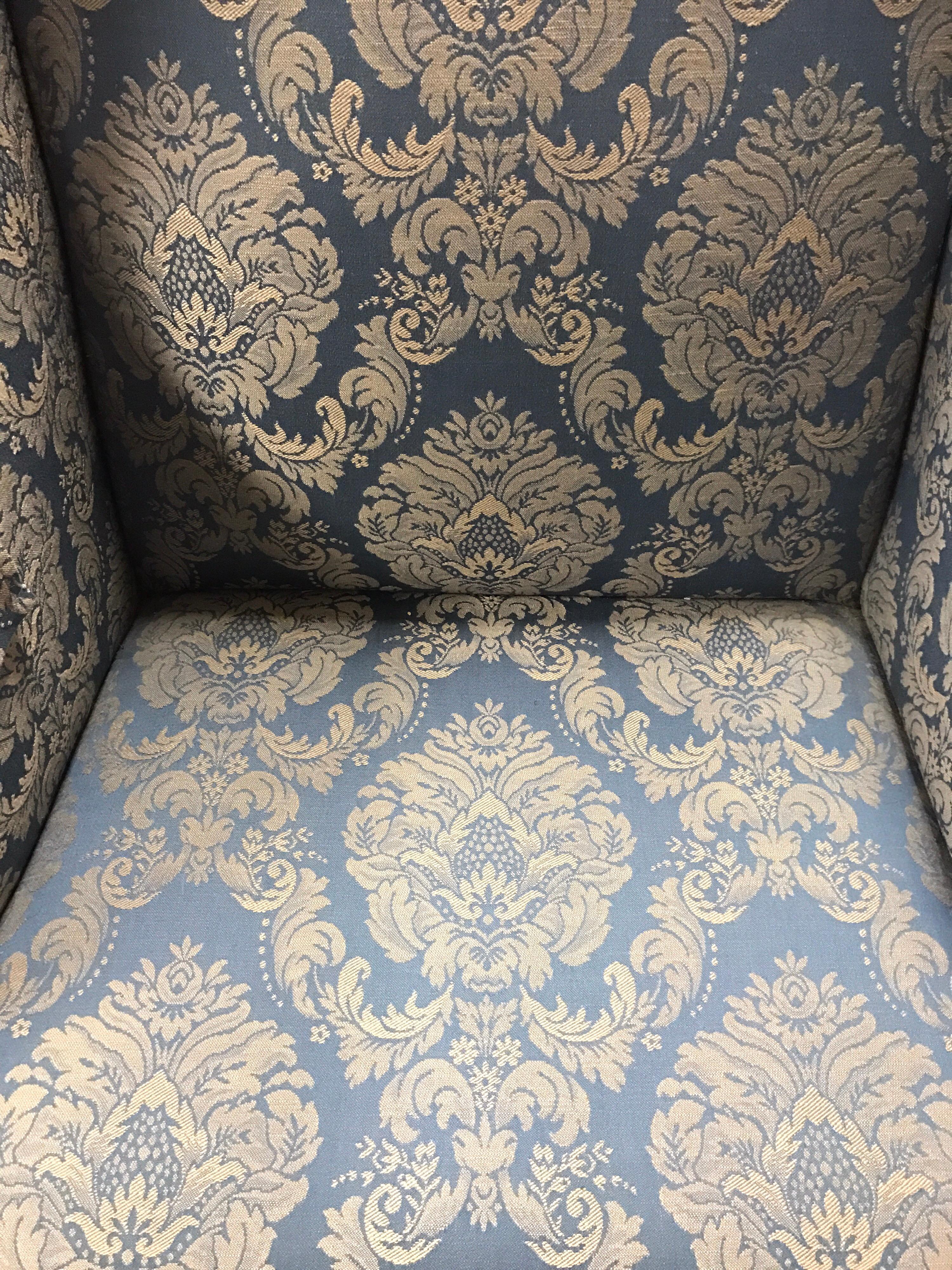 blue damask chair