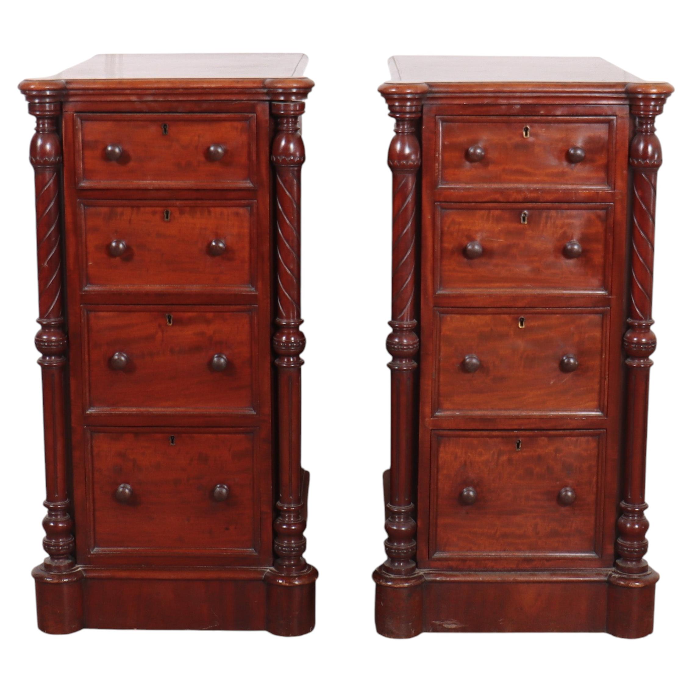 Pair of English Mahogany Bedside Chests