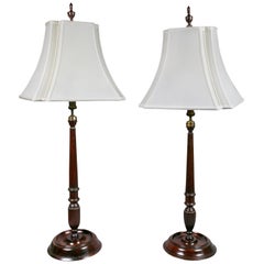 Paire de lampes chandeliers anglaises en acajou