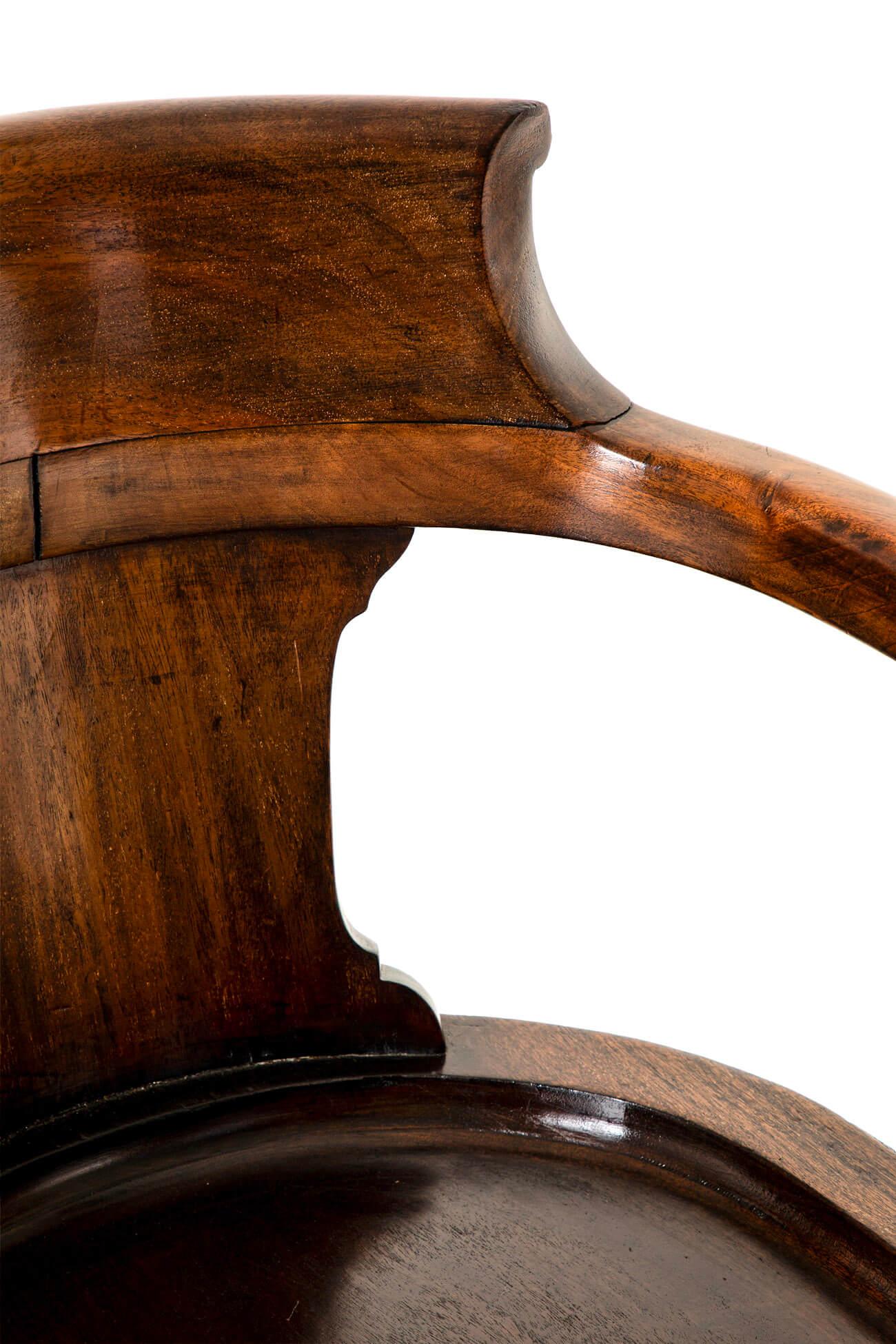 Pair of English Mahogany Captains Smokers Bow Armchairs For Sale 3