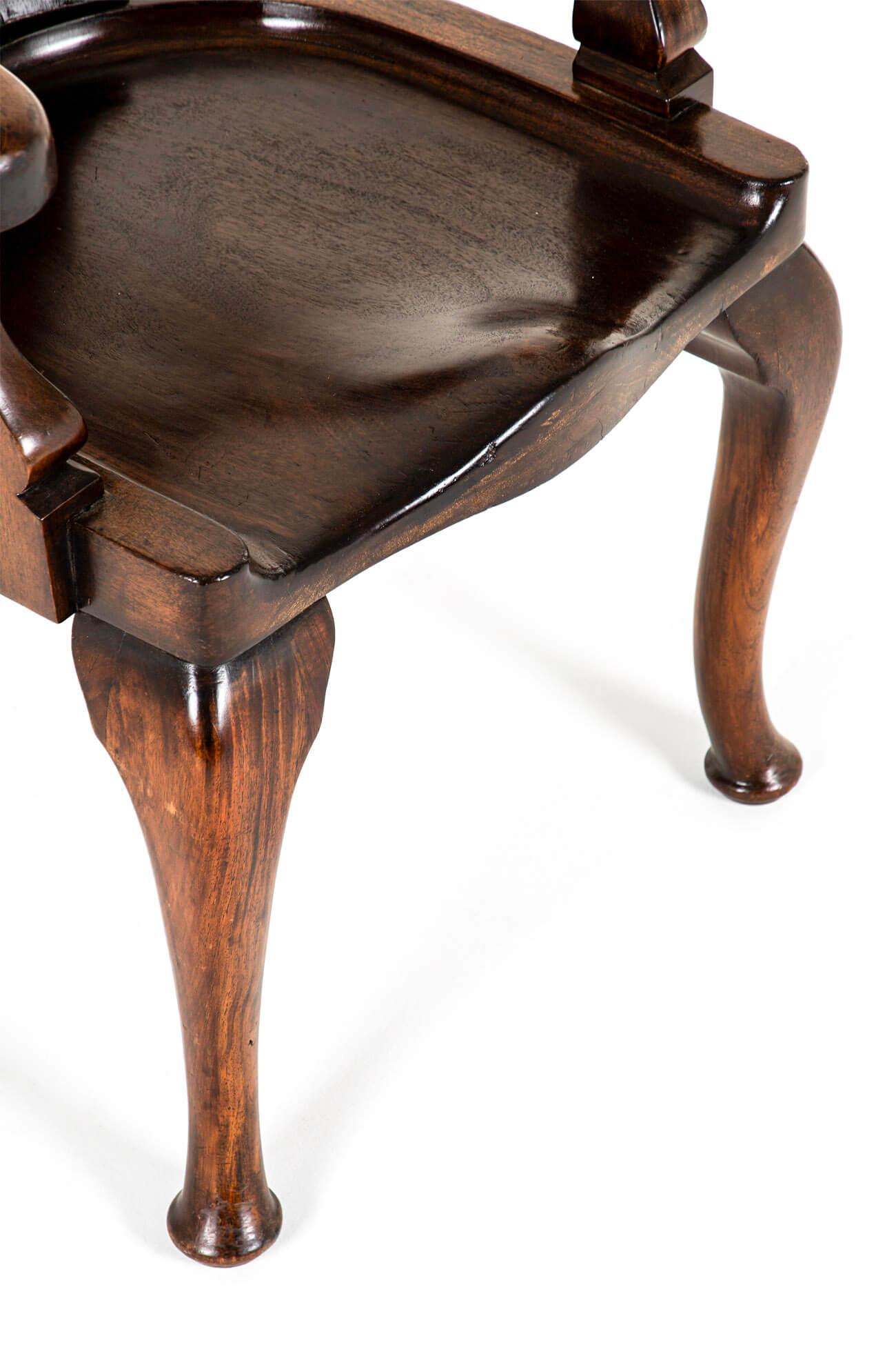 Pair of English Mahogany Captains Smokers Bow Armchairs In Good Condition For Sale In Faversham, GB