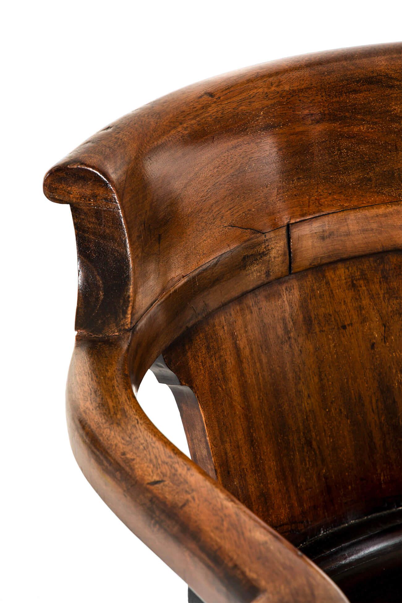Pair of English Mahogany Captains Smokers Bow Armchairs For Sale 2