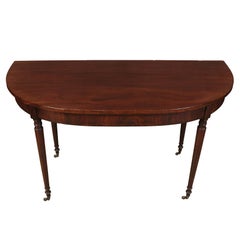 Pair of English Mahogany Demi Lune Consoles, 19th Century