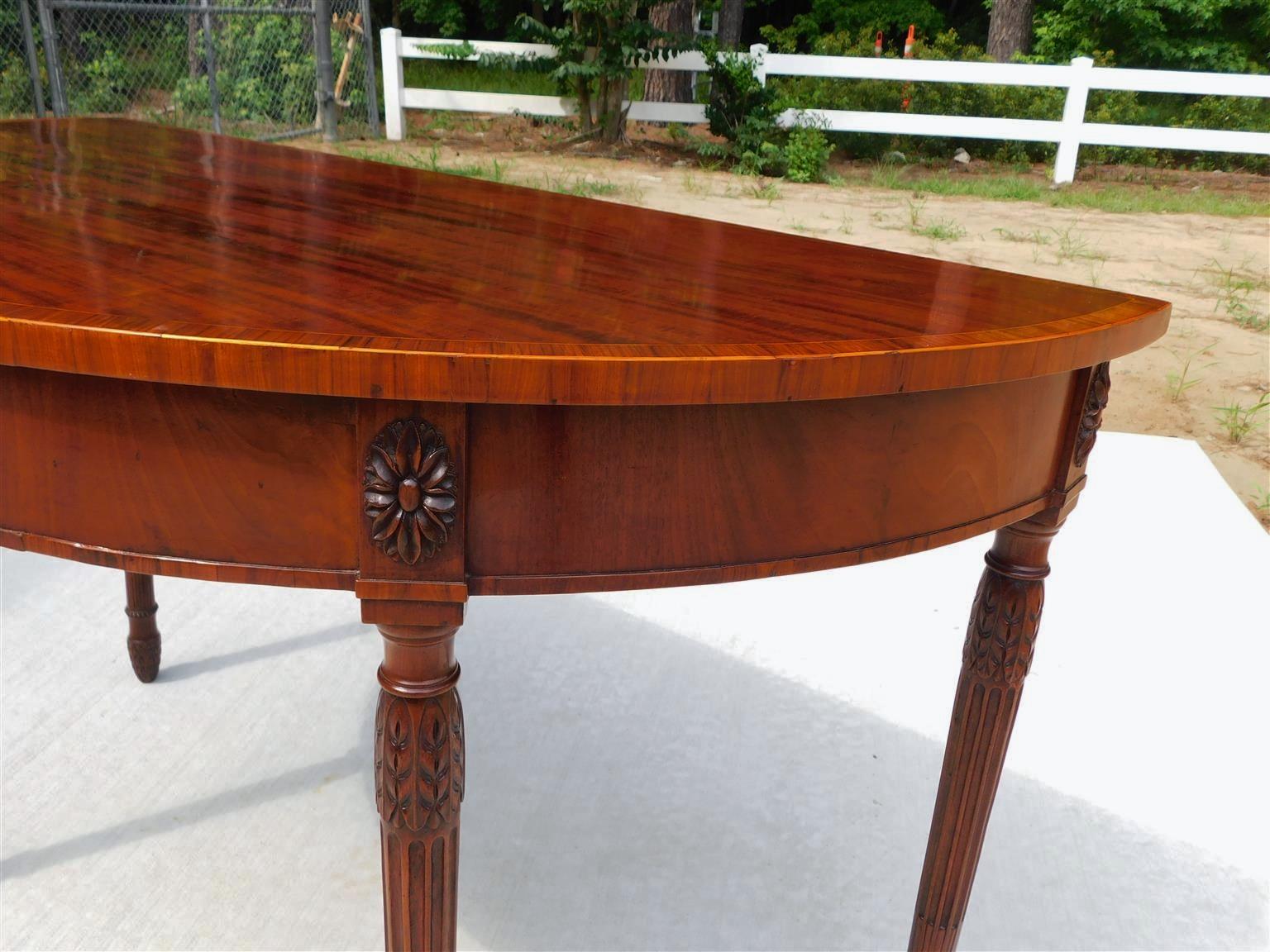 Pair of English Mahogany Demi-lune Consoles w/ Tulip Wood Cross Banding, C. 1780 For Sale 4