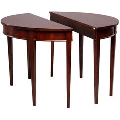 Pair of English Mahogany Demilune Tables