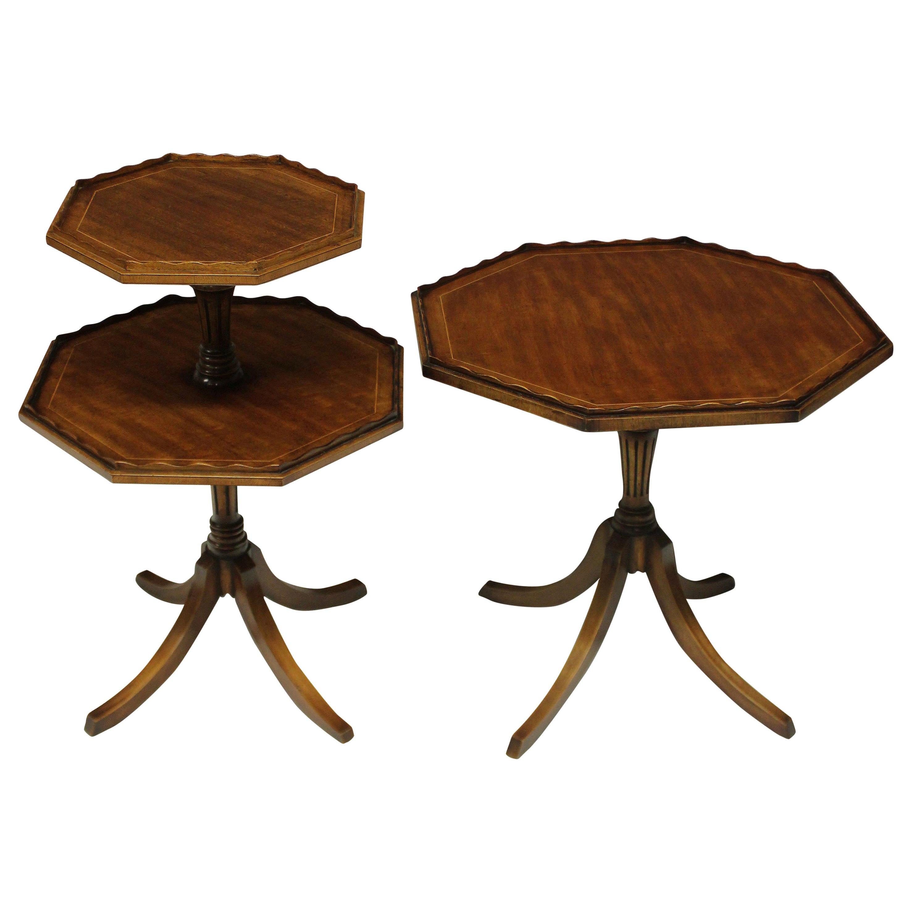 Pair of English Mahogany Octagonal Side Tables