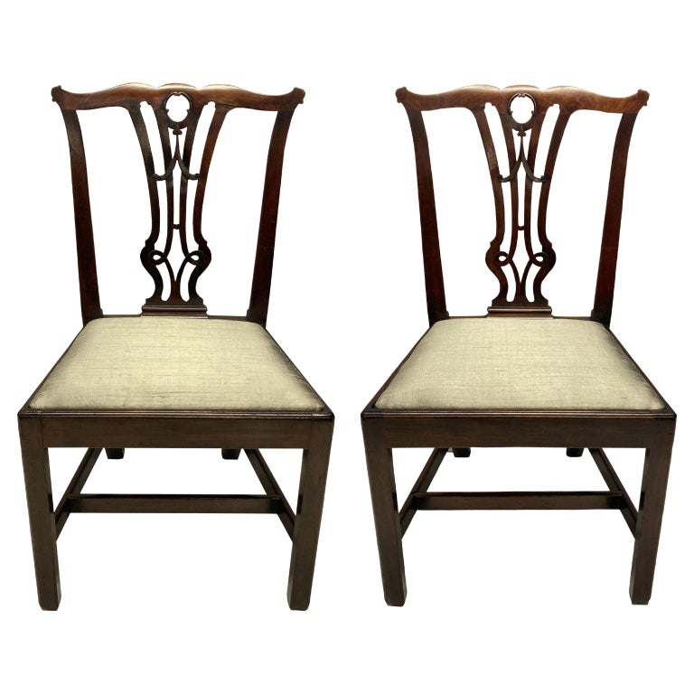 Pair of English Mahogany Side Chairs For Sale at 1stDibs