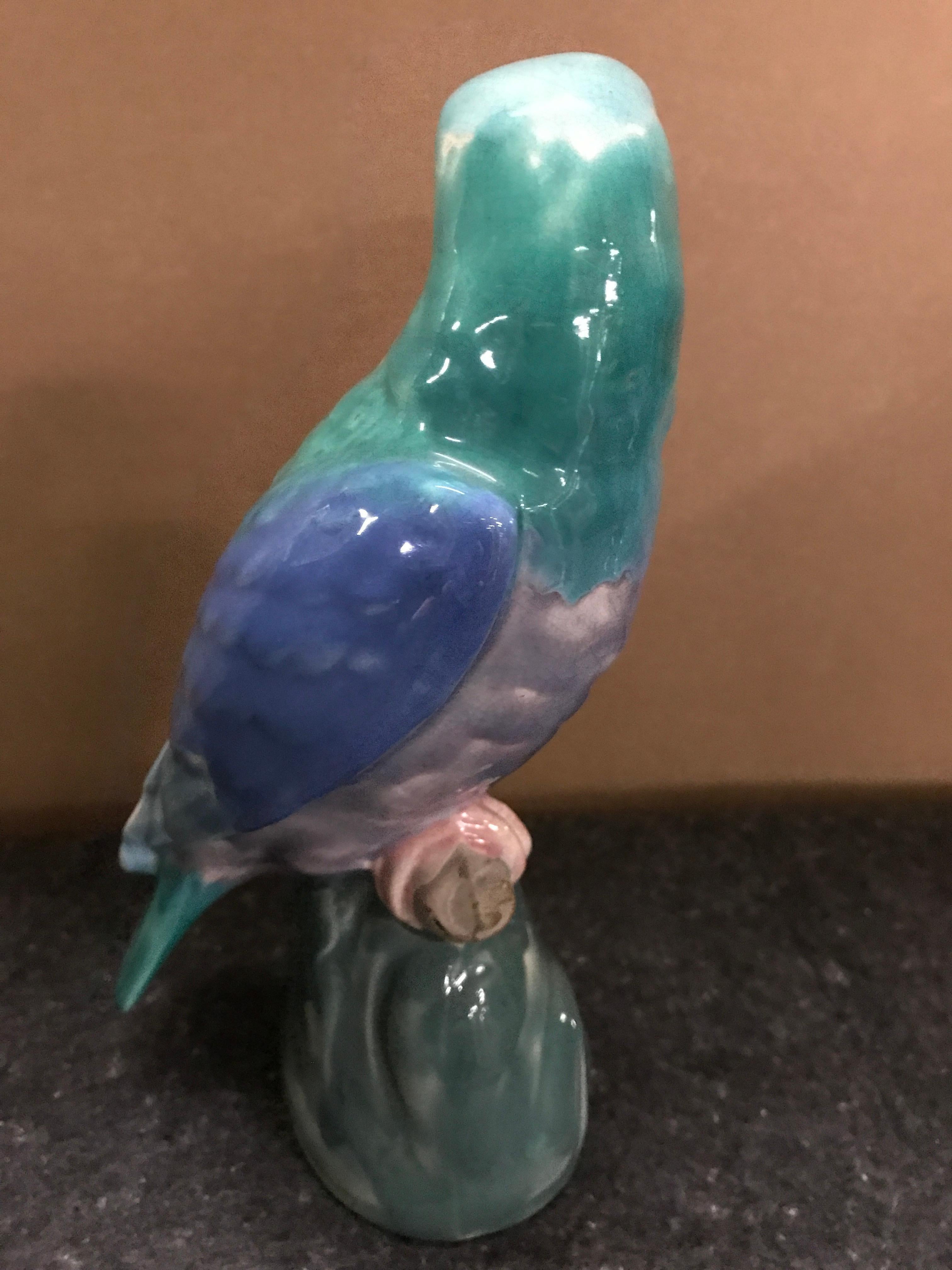 Pair of English Majolica Parrot Figures by Mintons For Sale 7