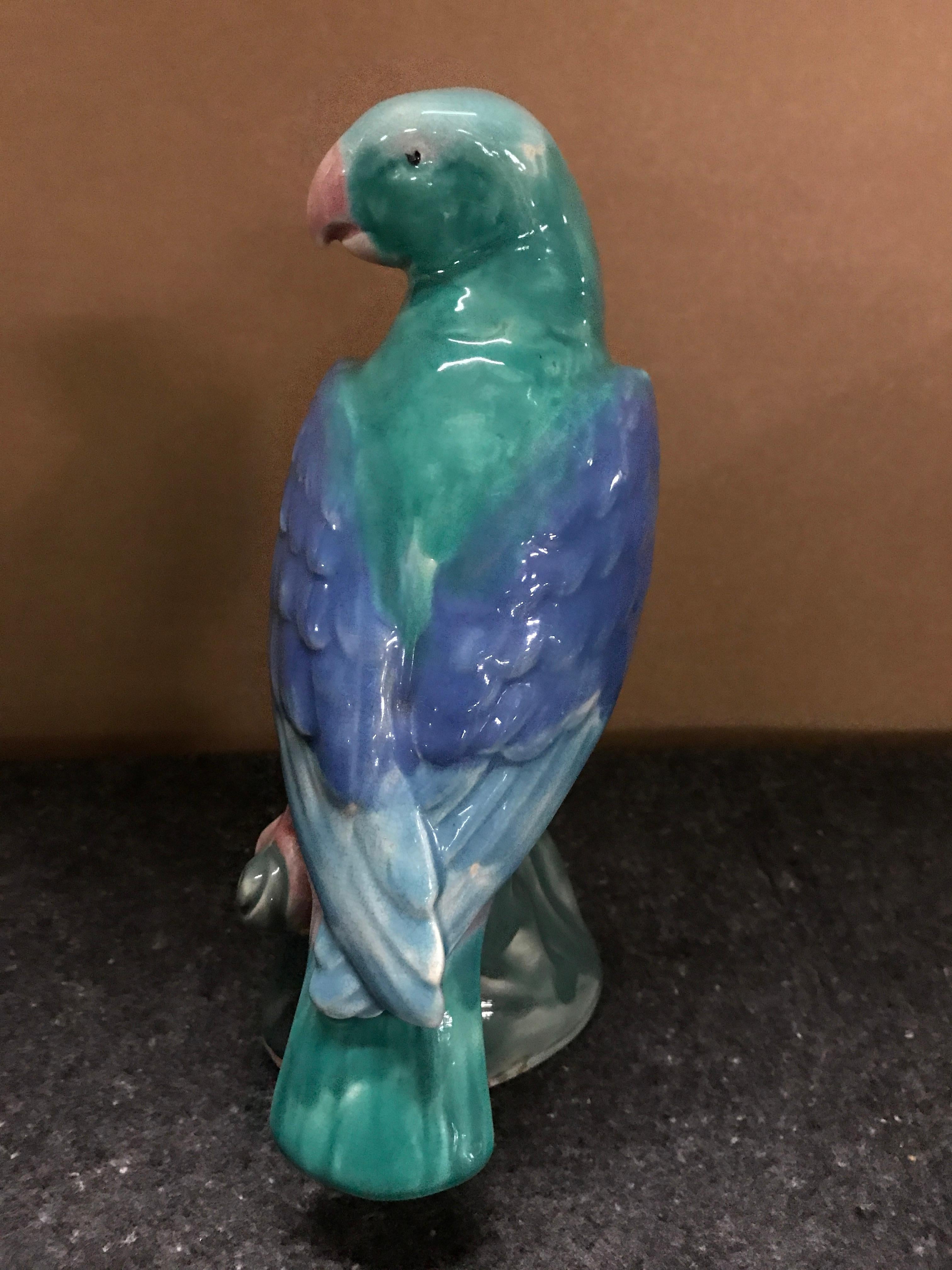 Pair of English Majolica Parrot Figures by Mintons For Sale 7